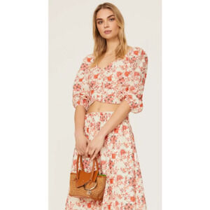 Hofmann Copenhagen Riva Top Cropped Printed fil Coupé Floral Cotton Top S